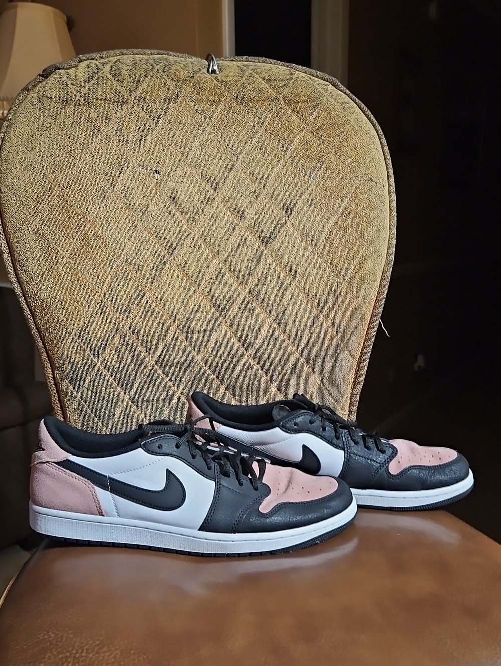 Nike Air Jordan 1 Retro Low OG Bleached Coral Lace Up Sneakers Shoes Black White
